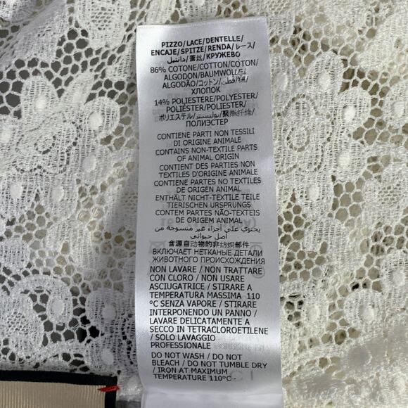 L White Macrame Lace Cotton Blend Bow Long Sleeve Shirt - Picture 8 of 10